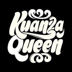 Kwanzaa Queen Bold Script Typography with Crown and Curls