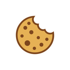 Cookie Icon Simple Graphic Illustration of a Bitten Baked Treat for Website Design