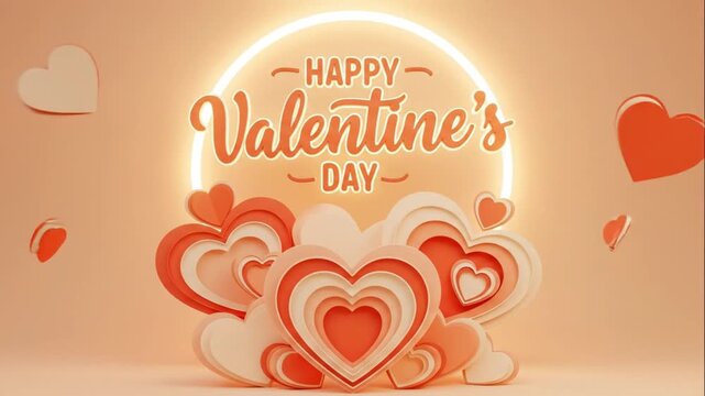 3D render Valentine&rsquo;s Day scene in Peach Fuzz 