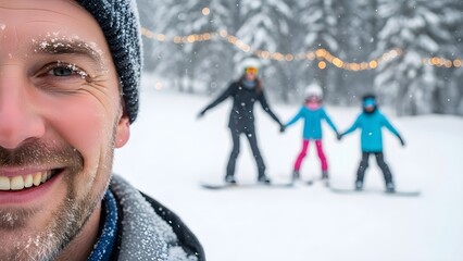 happy young couple in winter