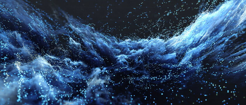 electric blue particle storm, dynamic motion, futuristic abstract energy - Powered by Adobe