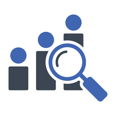 Magnifying glass analyzing data icon