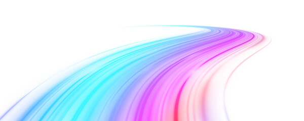 Bright magenta and blue sparks twist along a dark urban highway, creating vibrant motion and energy. Neon glow enhances intensity. Perfect for sci-fi city designs. PNG