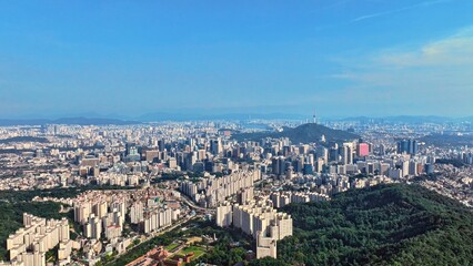 Aerial View of Modern Seoul Cityscape with Namsan Tower and Residential Area