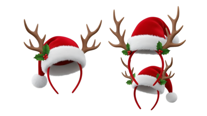Festive Christmas headbands with Santa hat and reindeer antlers for holiday cheer