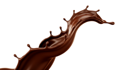 Dynamic chocolate splash isolated on transparent background
