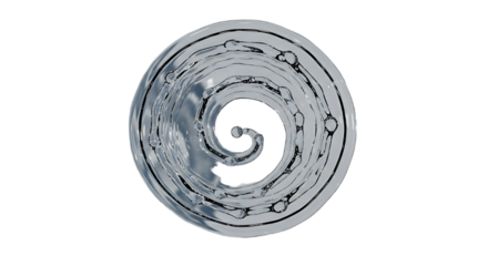 Abstract swirling silver oval design isolated on transparent background