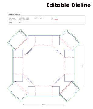 octagonal food tray box dieline template box dieline die lines packaging custom dieline  box cardboard box dieline pizza box dieline printable product packaging layout,

