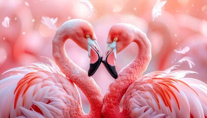 Naklejka premium Beautiful tropical pink flamingo illustration on abstract background