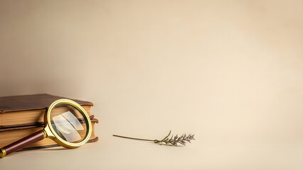 vintage magnifying glass and old book