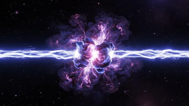 High energy electric plasma streams of blue and purple light converging powerfully in a dark conceptual void demonstrating strong connection neon, high energy electric plasma, converging powerfully