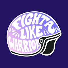 Fototapeta premium Retro helmet with inspirational quote fight like warriors