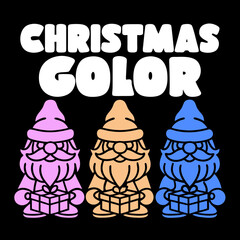 Christmas gnomes holding gifts on black background