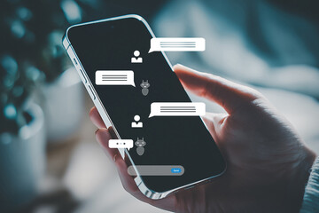 Smartphone showing chatbot conversation with digital message.