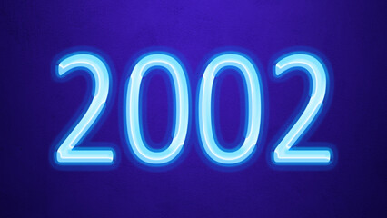 Glowing blue number design of 2002 on blue background.
