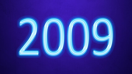 Glowing blue number design of 2009 on blue background.
