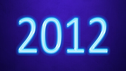 Glowing blue number design of 2012 on blue background.