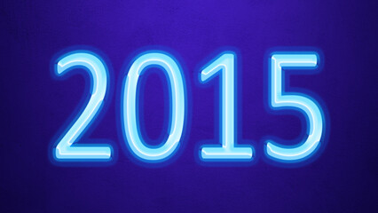 Glowing blue number design of 2015 on blue background.