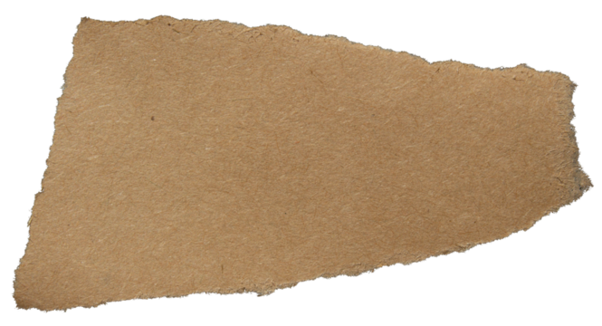 Ripped brown craft paper torn piece on transparent background