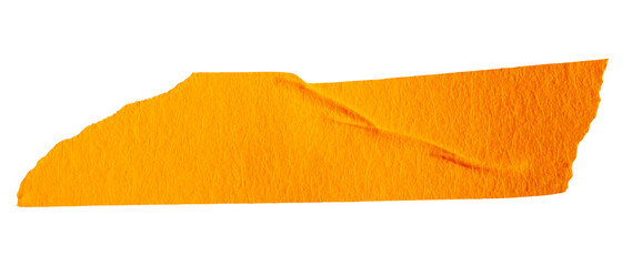 Ripped torn paper adhesive orange masking tape on transparent background