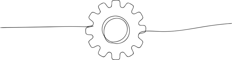 Single line drawing of a gear mechanism cogwheel engineering