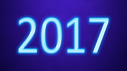 Glowing blue number design of 2017 on blue background.