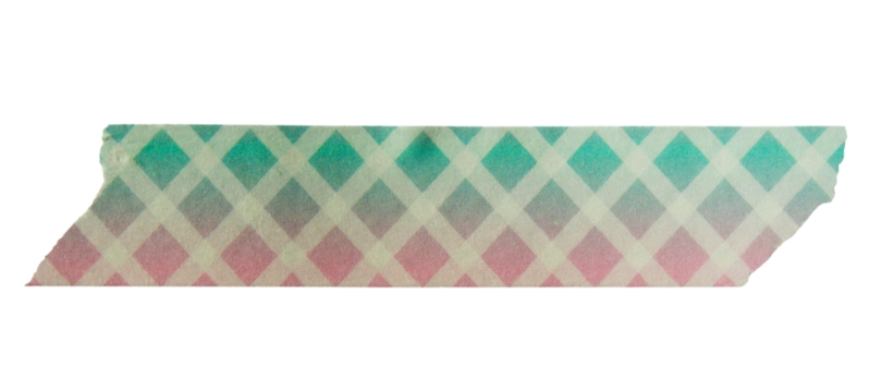 Ripped torn paper adhesive colorful grid pattern masking tape on transparent background, washi tape design element