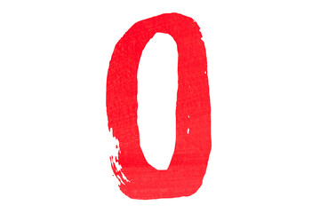 Red brush stroke letter O on transparent background