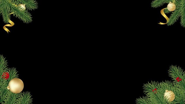 Black screen cristmas element aniamation scene web banner seamless looping overlay 4k virtual video animation background with cristmas element green screen.