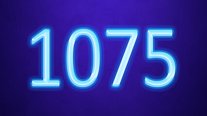 Glowing blue number design of 1075 on blue background.