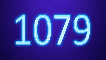Glowing blue number design of 1079 on blue background.
