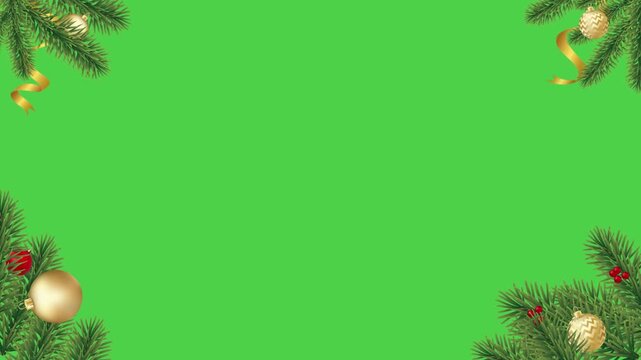 green screen cristmas element aniamation scene web banner seamless looping overlay 4k virtual video animation background with cristmas element green screen.