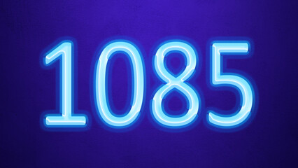Glowing blue number design of 1085 on blue background.