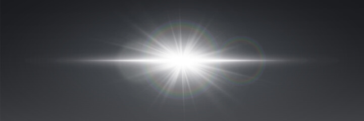 Camera and lens light, star flash. Vector illustration