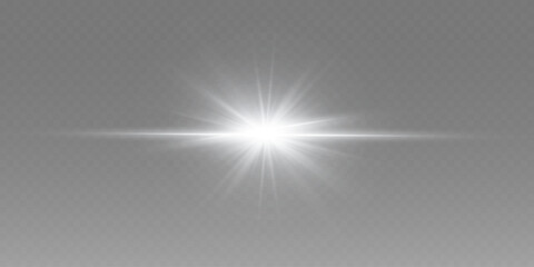 White light effect of star and explosion with rays.