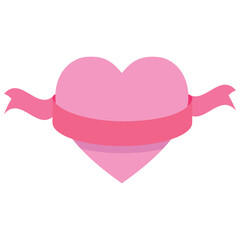 Pink heart with ribbon isolated on white background.Wedding card banner or element.Love, romance or valentine's day.Happy Valentine's Day cards.Sign, symbol, icon and logo.Vector illustration.
