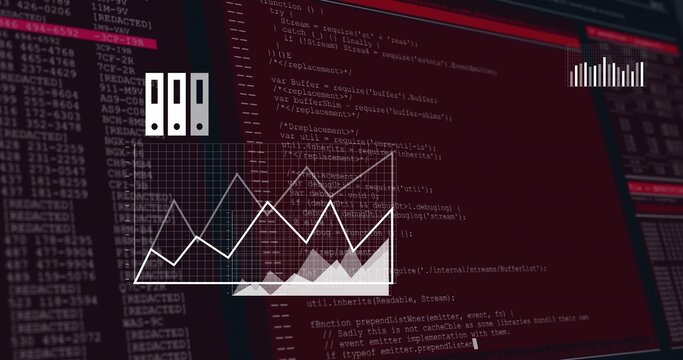 Displaying white line chart on dark dashboard with semi-transparent grid and console panels