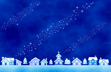 幻想的な青い冬景色の背景イラスト