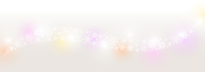 暖かい色合いの幻想的な冬の背景イラスト　波のような雪の結晶のイルミネーション