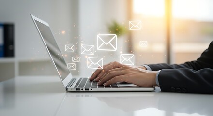 Professional Correspondence, Sending and receiving digital messages; a concept image for business, technology, and global communication