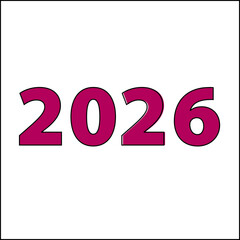 Vector illustration of hand drawn New Year s inscription 2026 on white background