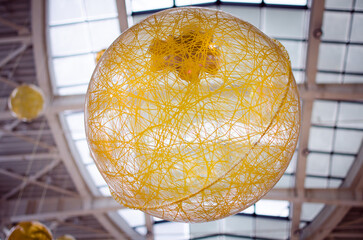 Large holiday hanging balls in big mall