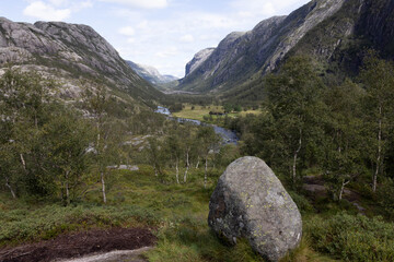 the landscape of the fjord and mountains