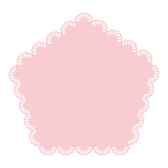 Simple pink lace frame, pentagon tag, label