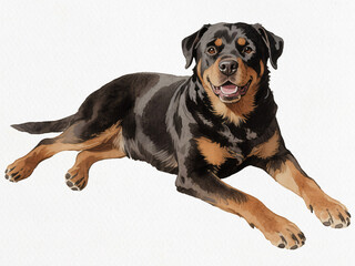 Obraz premium The Noble Rottweiler: A dignified rottweiler dog, in a composed pose, radiating a blend of strength, loyalty, and affection. The artwork captures the dog's characteristic features.