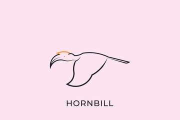 Hornbill silhouette outline logo, hornbill abstract logo