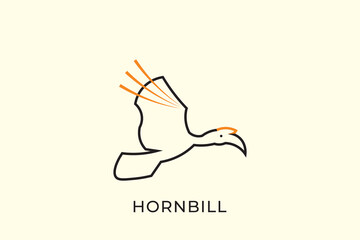 Hornbill silhouette outline logo, hornbill abstract logo