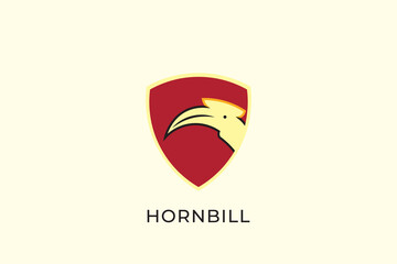 Hornbill head silhouette logo, hornbill shield logo