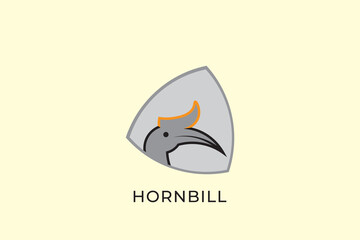 Hornbill head silhouette logo, hornbill shield logo
