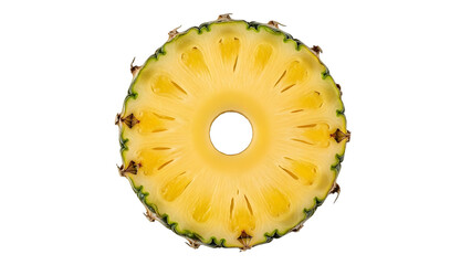 Pineapple slice cross section fruit isolated on transparent background